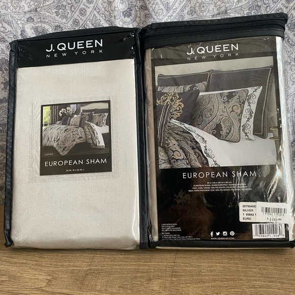 Set 2 J.Queen New York European Sham Lazaro Silver 26x26 - Picture 2 of 5